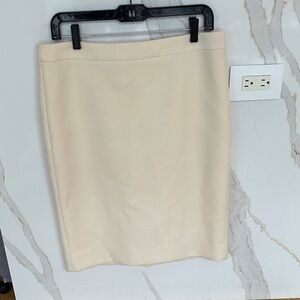 J. Crew No. 2 Pencil Cream 100% Wool Pencil Skirt Size 10